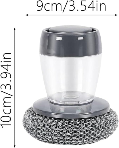 Soap Dispensing Dish Brush, 2 in 1 Kitchen Scrub Brush with Built in Soap Dispenser, Replaceable Dish Scrubber Bristles with Ergonomic Handle for Cleaning Dishes Pots Sinks (1)