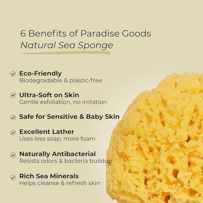 Sea Sponge for Bathing 5 inch-Softly Rough but Not Skin Irritating – Yellow, Natural Bath Sponge-Renewable Resource – Natural Sponge for Body and Shower-Lathers & Washes Really Well