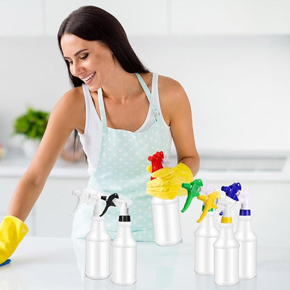 Eccliy 12 Pcs 16 Oz Plastic Spray Bottle, Adjustable Empty Reusable Sprayer for Cleaning, Planting, Water, Bathroom and Kitchen, BBQ, Commercial and Residential (Original,Multicolor)