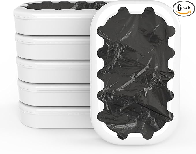 E1 Automatic Trash Can Refill Rings，Official Self Changing Garbage Bag for E1 Touchless Sensor Smart Trash Can, 6Pack - 150 Count (6 Months Supply)