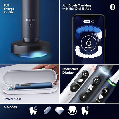 Oral-B iO Series 7G Electric Toothbrush with Replacement Brush Head, White Alabaster