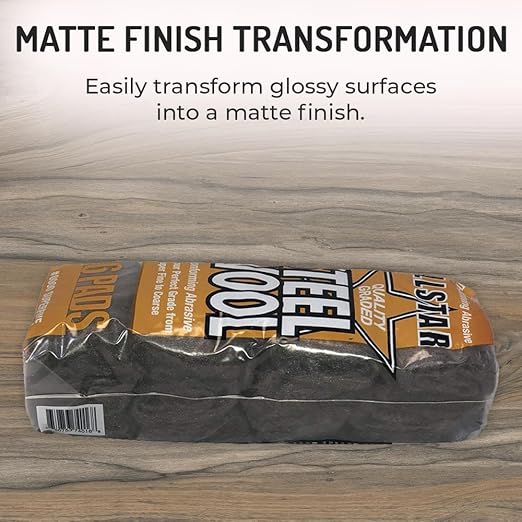 Hi-Tech 74016 Fine 0000 Steel Wool - 16 Pads, Perfect for Buffing, Polishing, and Matte Finish Transformations