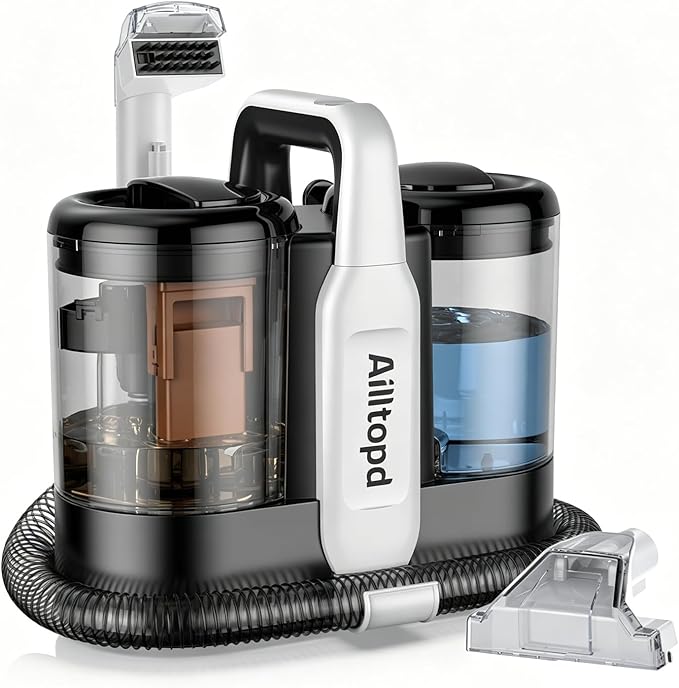 Portable Carpet & Upholstery Spot Cleaner Machine, Powerful Suction&Deep Cleaning Cleaner Machine for Area Rugs, Carpet, Couch, Car, Pets, with Brushhead and Solution