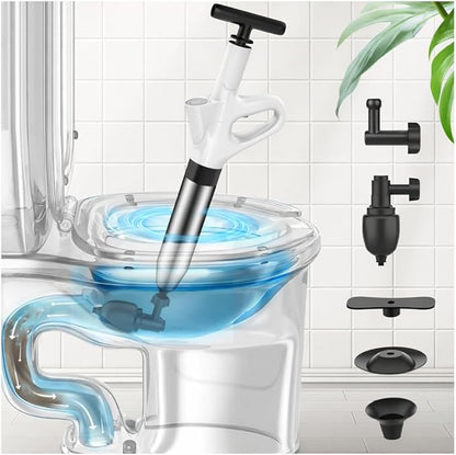 Toilet Plunger,High Pressure Toilet Plunger Heavy Duty,Toilet Auger Air Drain Blaster with Pressure Gauge,Toilet Unclogger for Bathroom and Plumbing Clogs