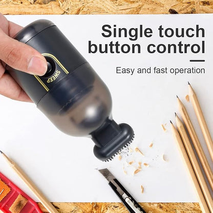 Powerful Suction 2200 pa Desktop Vacuum Cleaner, Desktop Mini Handheld Vaccum, USB Rechargeable Mini Dust Sweeper, with Brush Handheld Cordless Silent Portable Dust Cleaner for Office Car (Black)