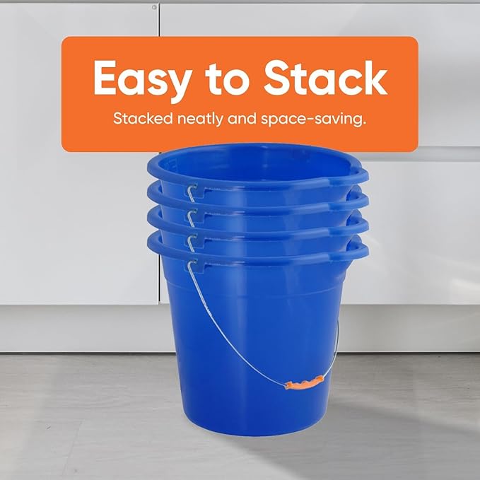 Mop Bucket 2.5 Gallon Bucket for Cleaning - Plastic Car Wash Bucket with Grip Handle - Royal Blue, Small Durable Plastic Pail for Fishing, Mopping, Cleaning Camping -10 Liter