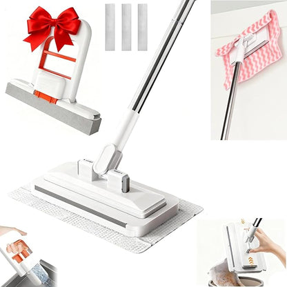 Cloth Changing Mini Mop with a Mini Foldable Desktop Mop, Flat Dust Mop for Dry Wet Disposable Pads，Kitchen Cabinet Counter Wall Spills and Oily Stains Cleaning (Lazy Mops Set)