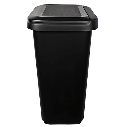 Oversized Dual-Compartment Trash Can - 20.4 Gal Plastic Kitchen/Garage Bin (Black)
