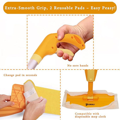 Kids Spray Mop for Age 2+ 3, 4, 5, 6 Year Old, Functional Cleaning Set for Toddlers Pretend Play Housework, Montessori Toys Gifts for Boys Girls (2 Microfiber Pads)