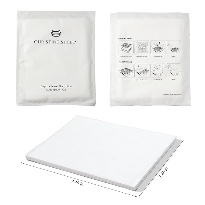 50PCS Nail Dust Collector Filter Cotton, PP Material Dust Collector Nail Tech Filter Cotton Pad Replacement Nail Vacuum Dust Collector Filters Film Paper for Nail Supplies