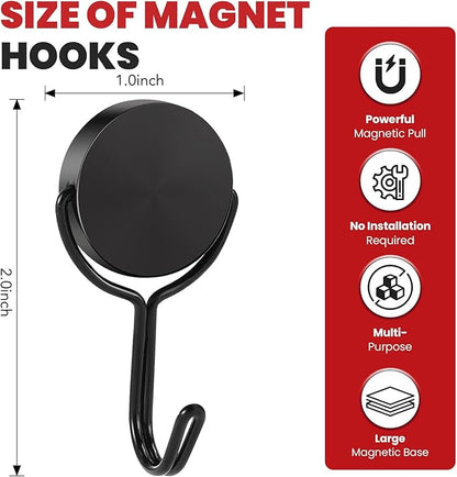 Buelkmag Magnetic Hooks 50LBS 2026 Cruise Ship Essentials Heavy Duty Magnet Hook for Cruise Cabins Strong Swivel Magnets with Hook for Hanging Refrigerator Classroom Home Kitchen Grill 4 Pack-Black