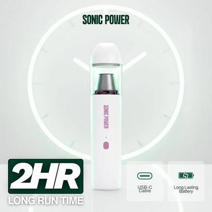 SonicPower Portable Cordless Car Vacuum, 15000Pa High Suction Handheld Vacuum Cleaner, 2-in-1 Vacuum & Blower, with 4 Attachments & Portable Storage Bag for Car, Home, Pet & Office (White & Pink)