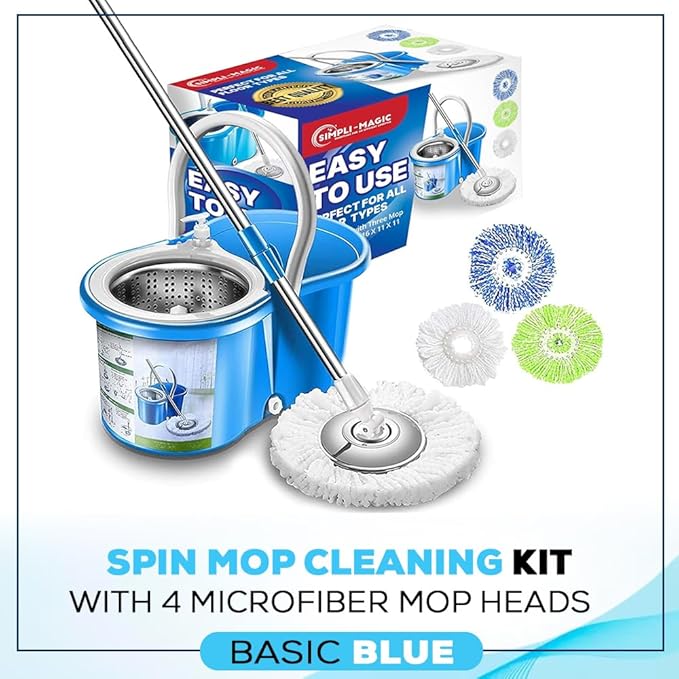 Simpli-Magic 79193 Spin Mop 4 Heads Included, Basic, Blue