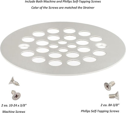Artiwell 4-1/4“ Shower Strainer Drain Trim Set, Screw-in Shower Strainer Drain Cover, Plastic-Oddities Style Replacement Strainer Grid,Machine & Self-Tapping Screws Included (Brushed Nickel)