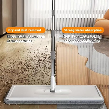 Mop and Bucket with Wringer Set, 4 Washable Microfiber Pads Included, Hands Free Flat Floor Mop and Bucket, Wet and Dry Use, Home Cleaning System for All Floor Types and Windows