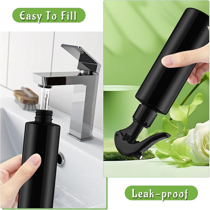 6-Pack 200ml Black PET Plastic Spray Bottles with Black PP Head Empty Fine Mist Liquid Sprayer Multi-Purpose Atomizer Dispenser for Home,Garden and Beauty