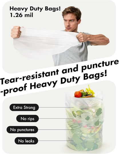 Trash bags 13 Gallon Biodegradable: Aievrgad Garbage bags for tall kitchen trash can liner, 50 count,Unscented, Heavy Duty, Thickened, for food/kitchen waste or Graden,white 50L