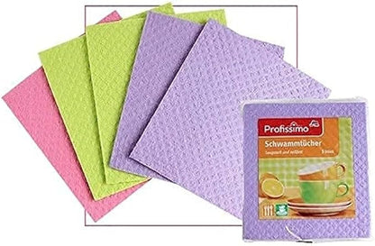 Sponge Cloths Imported from Germany - 5 Pack Reusable Cellulose Dishcloths - schwammtücher Absorbent Swedish Hand Towels for Kitchen, Counters & Washing Dishes - Eco Friendly Gift for Home