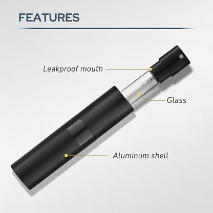 Fusupak Perfume Atomizer Travel Bottle Refillable: Cologne Sprayer Portable for Men - Mini Spray Empty for Refill - 8ml Small Size Black Pink Silver