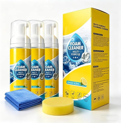 Eadwe Foam No-Rinse Cleaner, 2026 New 4-in-1 Multi-Enzyme Foam Spray Cleaner, All-Purpose Deep Cleaning Spray for Car Interior, Kitchen Grease, Bathroom Tiles, Sofa Upholstery (3Set)