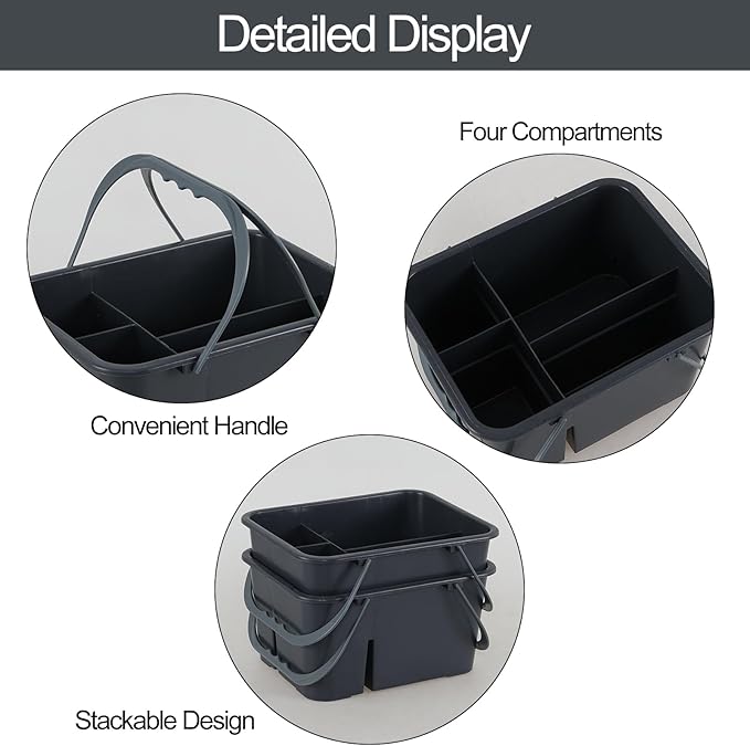 Xyskin Portable Shower Caddy Basket with Handle, Plastic Cleaning Caddy Bathroom Organizer Tote for College Dorm Essentials, Bath Storage, Grey