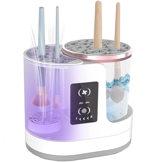 Portable Makeup Brush Cleaner Machine with Automatic Drying, Electric Brush Cleaner for Sensitive Skin, Large Makeup Brushes & Daily Beauty Routine, Professional Makeup Brush Cleaning Tool