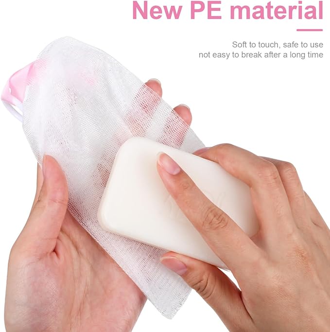 Ipetboom 3 Pcs Japanese Soap Foaming Nets Exfoliating Mesh Soap Saver Pouches for Facial Cleansing Easy to Use for Body and Shower