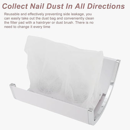VOCOSTE Nail Dust Collector, 80W Nail Vacuum Dust Collector, Low Noise Nail Fan Dust Collector, Dust Collector Nail Tech for Manicure Acrylic Gel Nails Polishing, with 2 Dust Bag, White