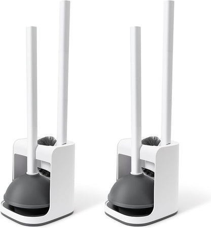 IVYROLL Toilet Brush and Plunger Set Hidden, S-Shaped Toilet Brush Plunger Combo 2 Pack, Perfect for Homes, Apartments & Bathrooms