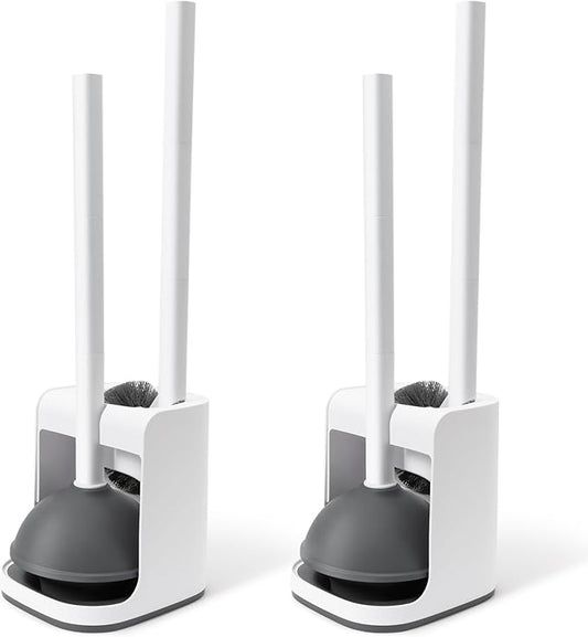IVYROLL Toilet Brush and Plunger Set Hidden, S-Shaped Toilet Brush Plunger Combo 2 Pack, Perfect for Homes, Apartments & Bathrooms