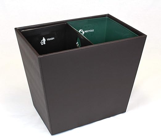 Dual Chamber Recycling & Trash Waste Bin 14.5" x 9" x 12" 22.5 Quarts (Cordoba Brown)