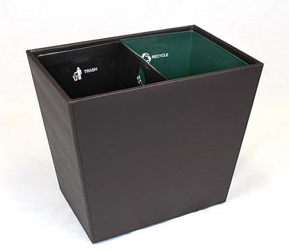 Dual Chamber Recycling & Trash Waste Bin 14.5" x 9" x 12" 22.5 Quarts (Cordoba Brown)