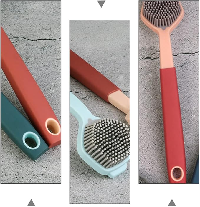 Hemoton Long Handle Silicone Dish Brush 10.43 Inch Durable Kitchen Cleaning Tool with Ergonomic Non-Slip Handle for Pots and Dishwashing