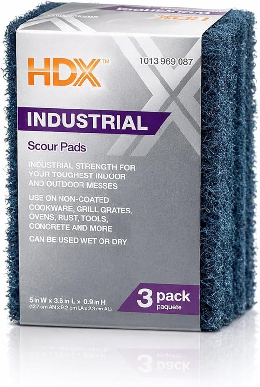 Industrial Scour Pads, for Cookware, Grill Grates, Ovens, Rust, Tools, Wet or Dry Use (Pack of 3)