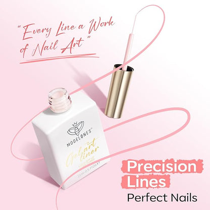 modelones Pink French Tip Liner Gel Polish, 15 ML Light Baby Blush Pastel Color Soft Pale Paint Swirl Nail Art with Fine Line Brush Soak Off U V DIY Home Salon Professional Manicure Gift for Women