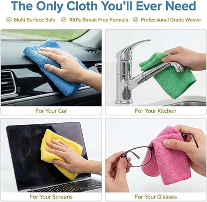 MIRACLEAN Microfiber Cleaning Cloth 12 Pack - 12 x 12 inches - Rags for Cleaning House Streak-Free Wipes for Screens, Dusting & Appliances - Premium Micro Fiber Cloth for Cleaning