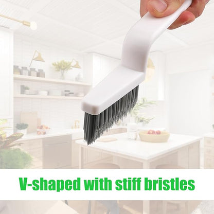 NQEUEPN 4pcs Grout Cleaner Brushes, V Shape Hard Bristle Crevice Stiff Cleaning Brush Grout Scrubber Shower Scrub Tool for Tile Floors, Tracks, Door Groove, Bathroom Gap, Kitchen, Window