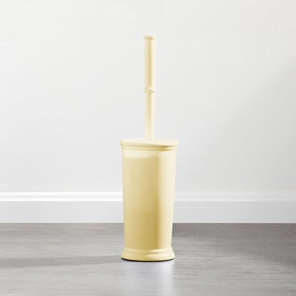 mDesign Toilet Bowl Brush and Holder - Covered Bathroom Brush - Standing Scrubber in Modern Holder - Space Saving, Deep Cleaning for Toilet - Hyde Collection - Light Yellow