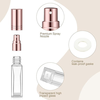 Domensi 20 Pcs 10/15/20/30 ml Perfume Travel Refillable Glass Bottles Spray Bottle Perfume Atomizer for Cologne Dispenser Leak-proof Fragrance Bottles Atomizer Pump Kit (20 ml,Rose Gold)