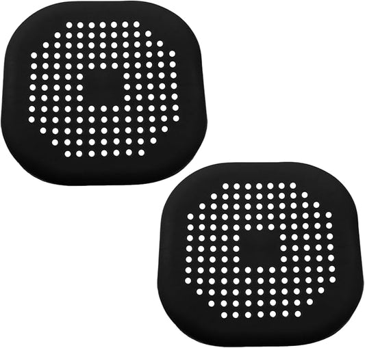 2 Pack 5.5 Inch / 140mm Drain Hair Catcher, Silicone Sink Drain Strainer Square Shower Drain Hair Catcher, Drain Protector Hair Catcher Hair Stopper for Bathroom Bathtub (Black)
