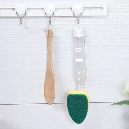 Heavy Duty Dish Wand Refills Kit – 6 Non-Scratch Sponge Heads with Handle, Soap Dispenser & Scrub Brush – Dishwasher Safe Cleaning Tool for Pots, Pans & Dishes