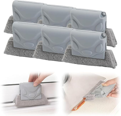 Magic Window Track Cleaner, Upgraded Window Groove Cleaning Brushes for Sliding Doors, Gaps, Tiles, Shutters, and Car Vents (6, Grey)