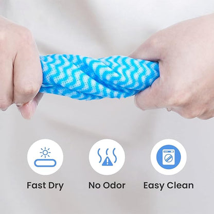 Reusable Cleaning Cloths Dish Paper Towels, Domestic Cleaning Towels, Multipurpose Quick-Dry Rag Dish Cloths Heavy Duty Handy Wipes for Kitchen 25 Count 14.2"X15.7", Blue