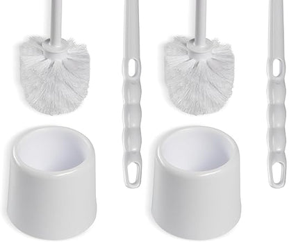 Carlisle FoodService Products 36719700 Toilet Bowl Brush with Hideaway Holder, 16", 14.5" Height, 3" Width, Polypropylene, White (Pack of 2)
