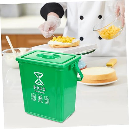 Garneck Bucket with Lid and Sturdy Handle Indoor Kitchen Waste Pail for Food Scraps Practical Plastic Bin for Household Waste Sorting and Easy Carrying