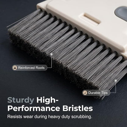3 in 1 Groove Cleaning Brush, 2026 New Window Track Cleaning Tool with Hard Bristles and Hidden Scraper, Multifunctional Crevice Brush for Sliding Door Track, Window Seal, Sill, Kitchen (Orange)