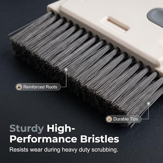 3 in 1 Groove Cleaning Brush, 2026 New Window Track Cleaning Tool with Hard Bristles and Hidden Scraper, Multifunctional Crevice Brush for Sliding Door Track, Window Seal, Sill, Kitchen (Blue)
