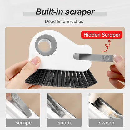 2 in 1 Groove Cleaning Brush Window Track Cleaning Tools, 2026 New Multipurpose Hard Bristle Crevice Cleaning Brush with Hidden Scraper for Sliding Door Track, Window Sill, Window Seal (Orange-1PC)
