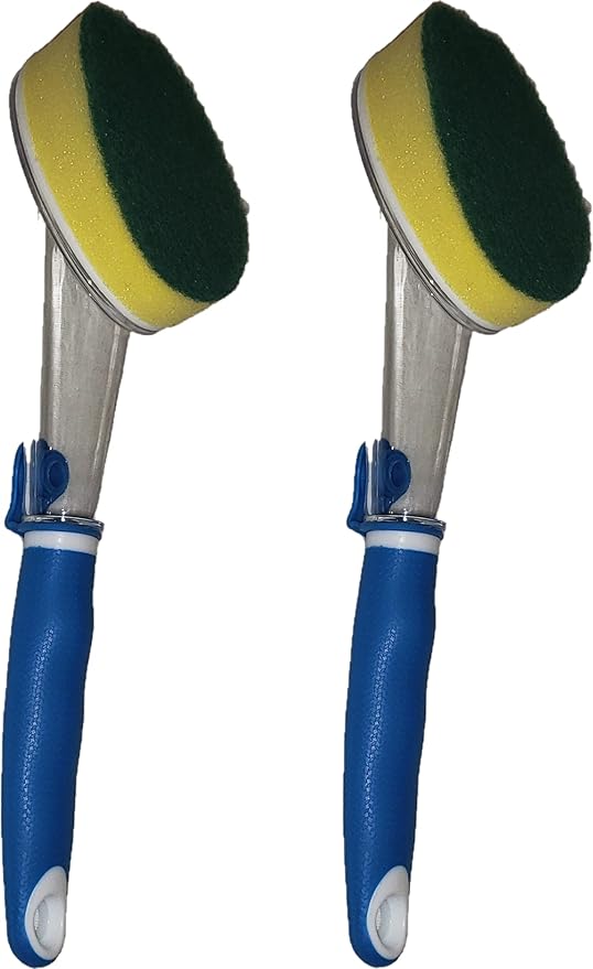 Soap Dispensing Brush Kitchen Bathroom Cleaning Supplies Scrubbing Brush - Pack of 2