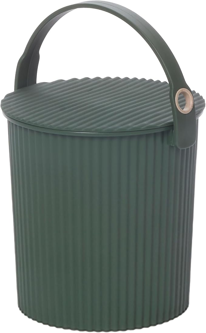 Hachiman Micro Bucket - 0.18 Gallon Heavy Duty Bucket with Lid and Handle - Hands-Free Filling - Easy to Stack and Store - Indoor Outdoor Use - 4.9" x 4.6" - Garden Green